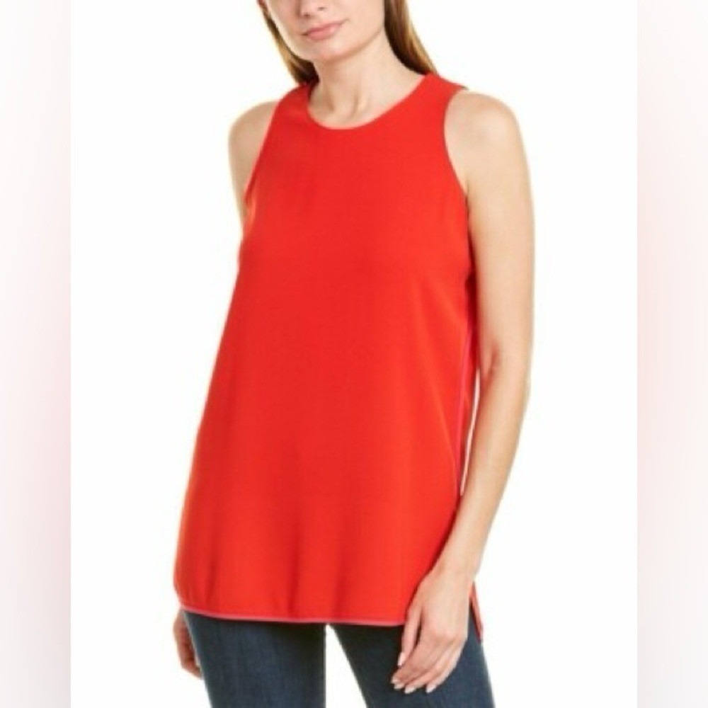 Ambiance Apparel Orange Sheer Sleeveless Top Shirt Blouse